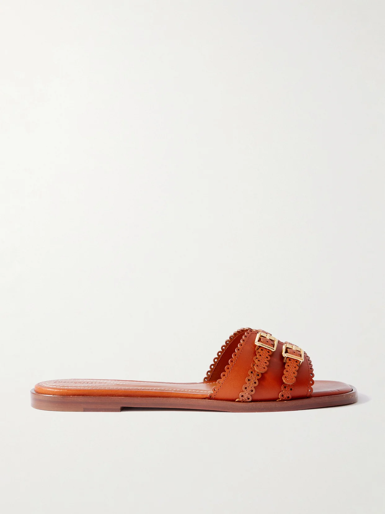 Goldie Buckled Leather Slides - 1