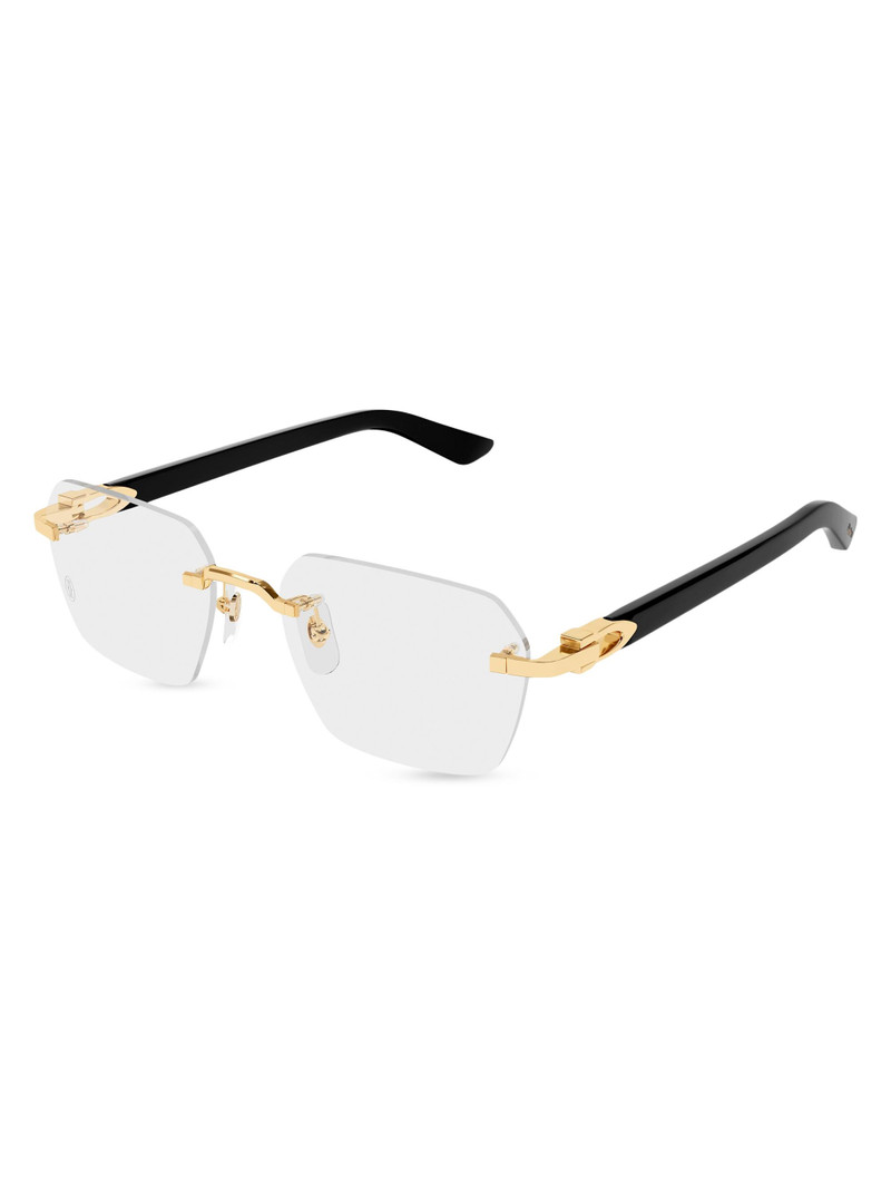 Men's C Decor 24K-Gold-Plated Rimless Rectangular Optical Glasses - Black Gold Clear 1