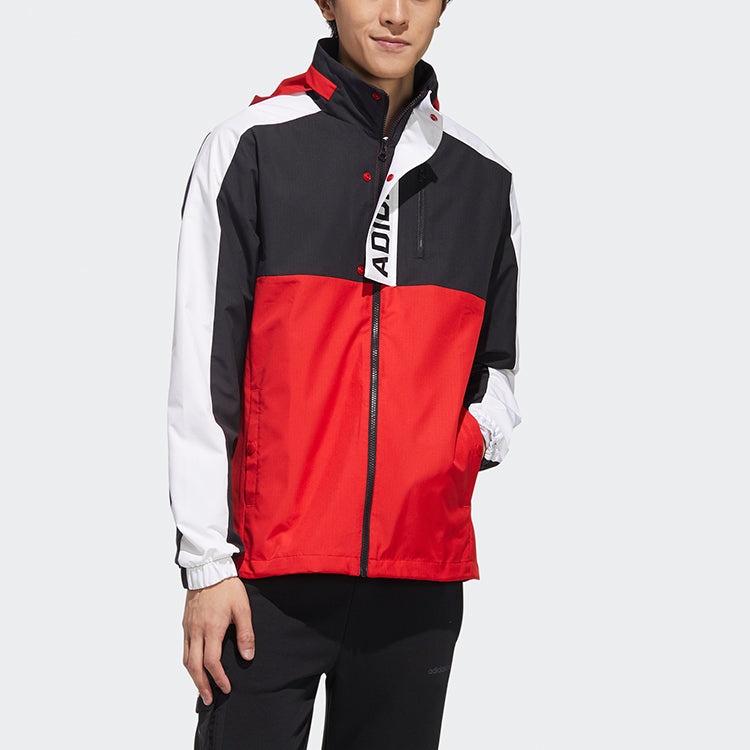 adidas neo hooded Zipper Colorblock Sports Jacket Red GQ3281 - 3