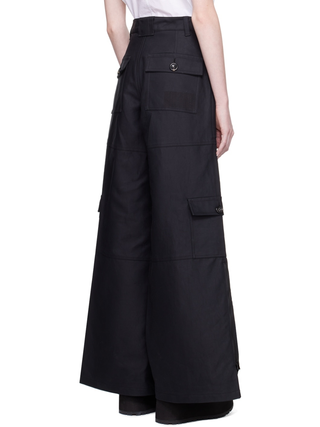 Black 'The Wide Leg' Cargo Pants - 3