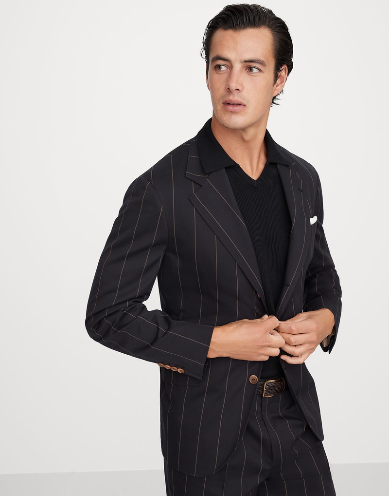 Wool and Sea Island cotton chalk stripe gabardine deconstructed Cavallo blazer 4
