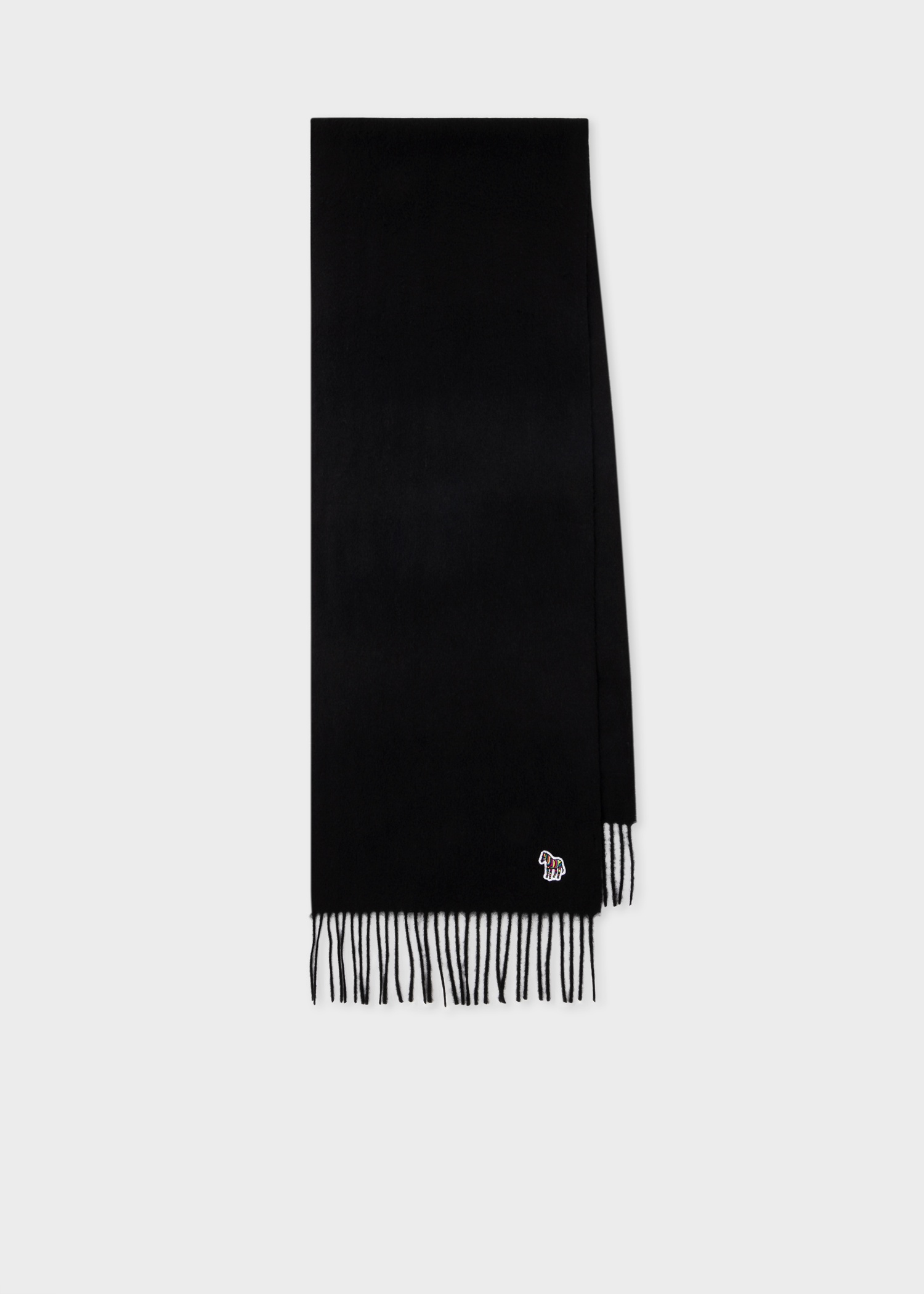 Black Lambswool Zebra Scarf - 1