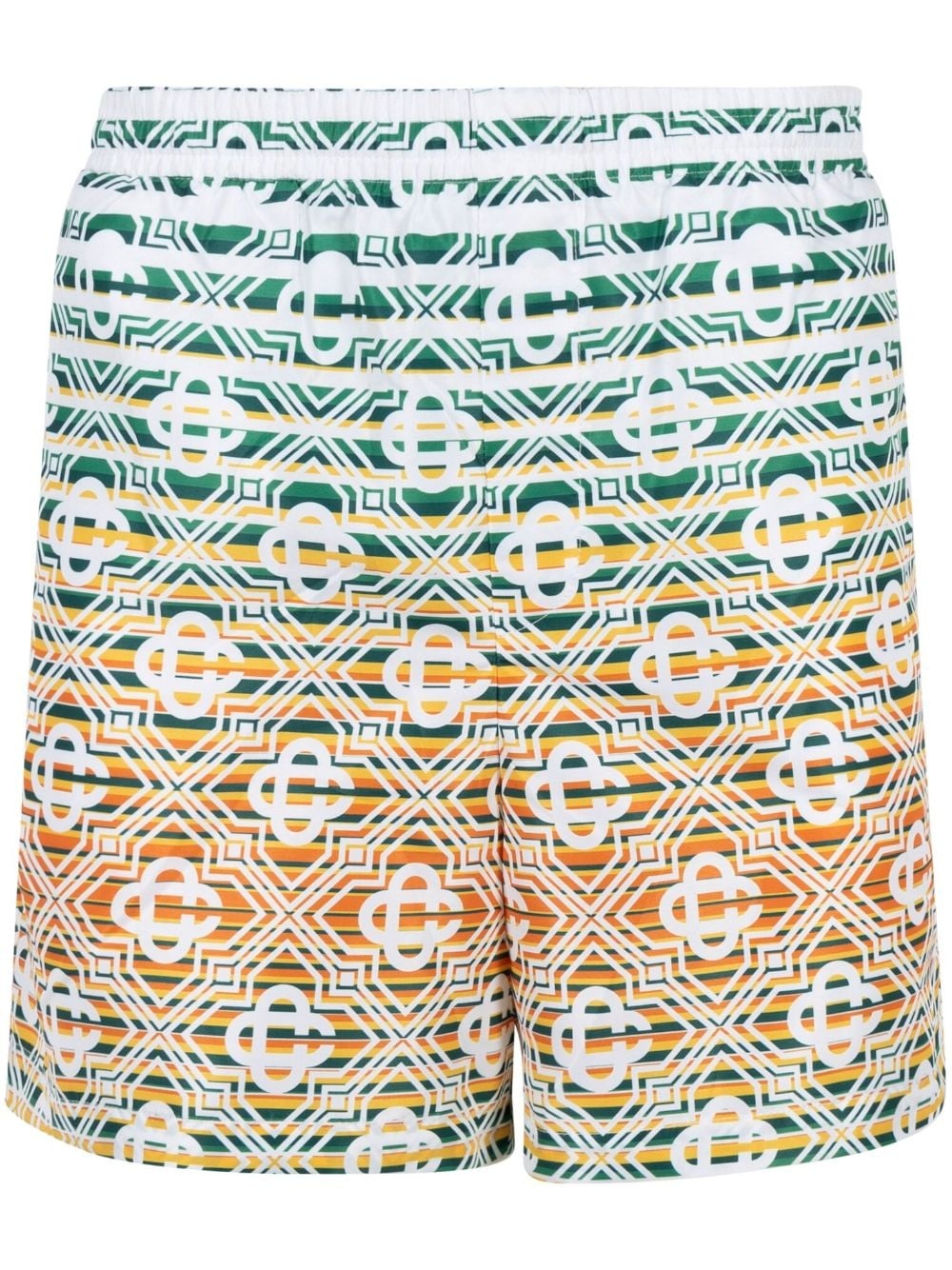 monogram-pattern striped swimming trunks - 1