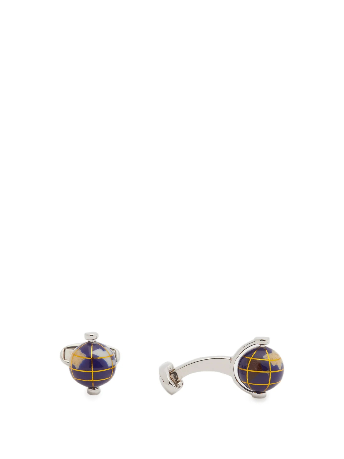 Spinning-globe metal and resin cufflinks - 1