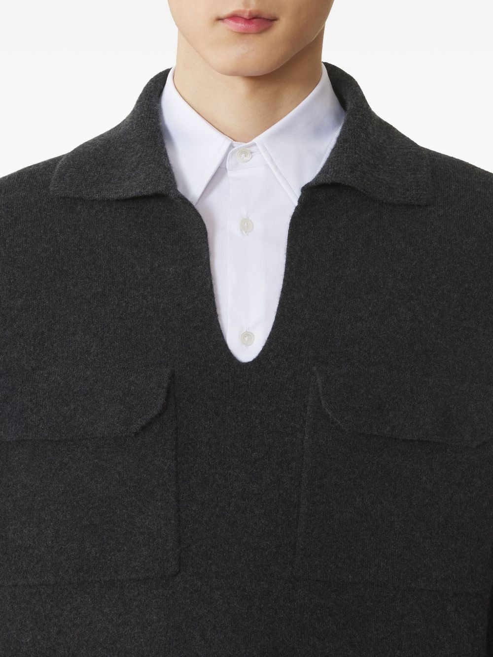 patch-pocket v-neck sweater - 5