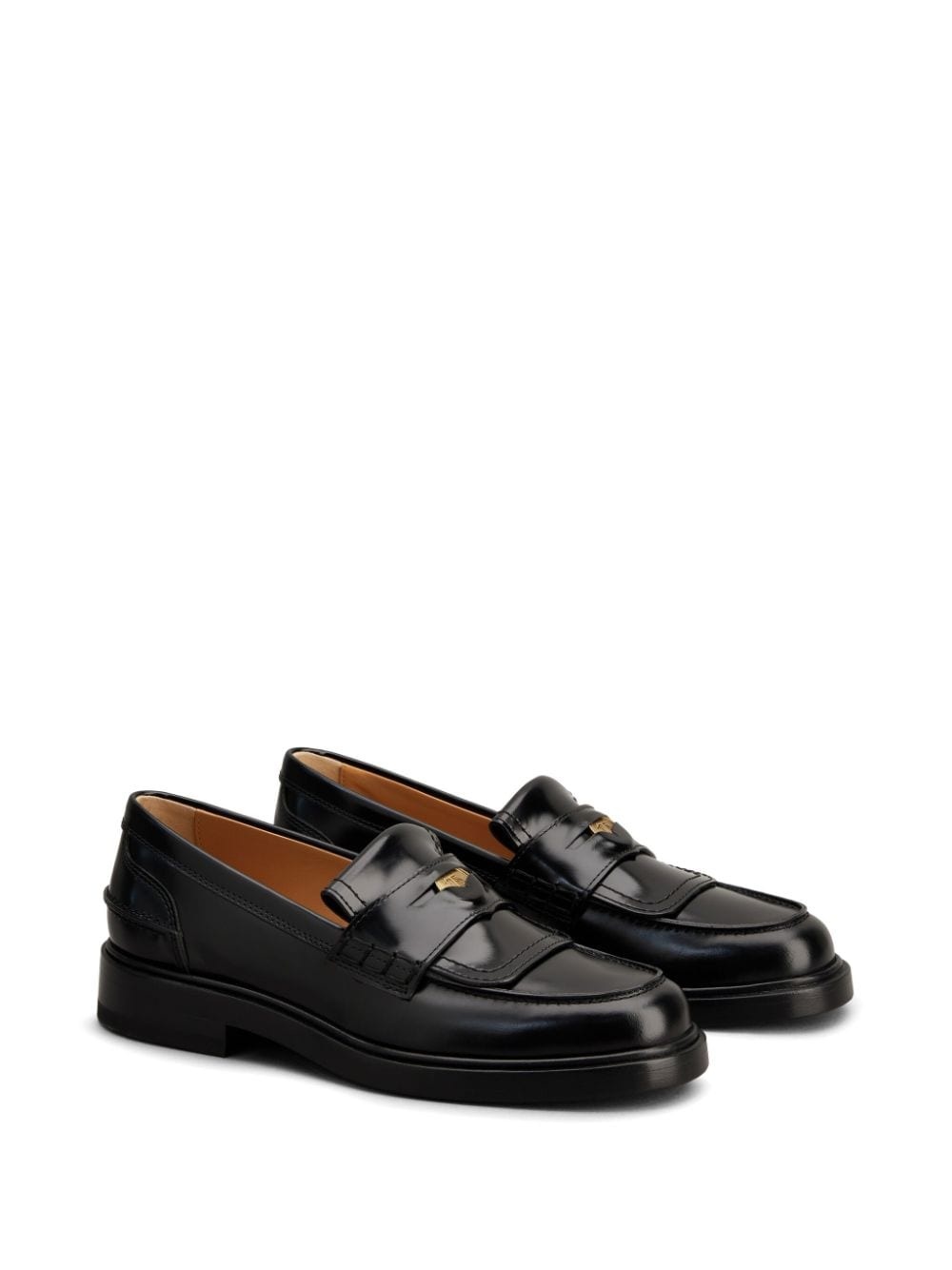 logo-plaque leather loafers - 2