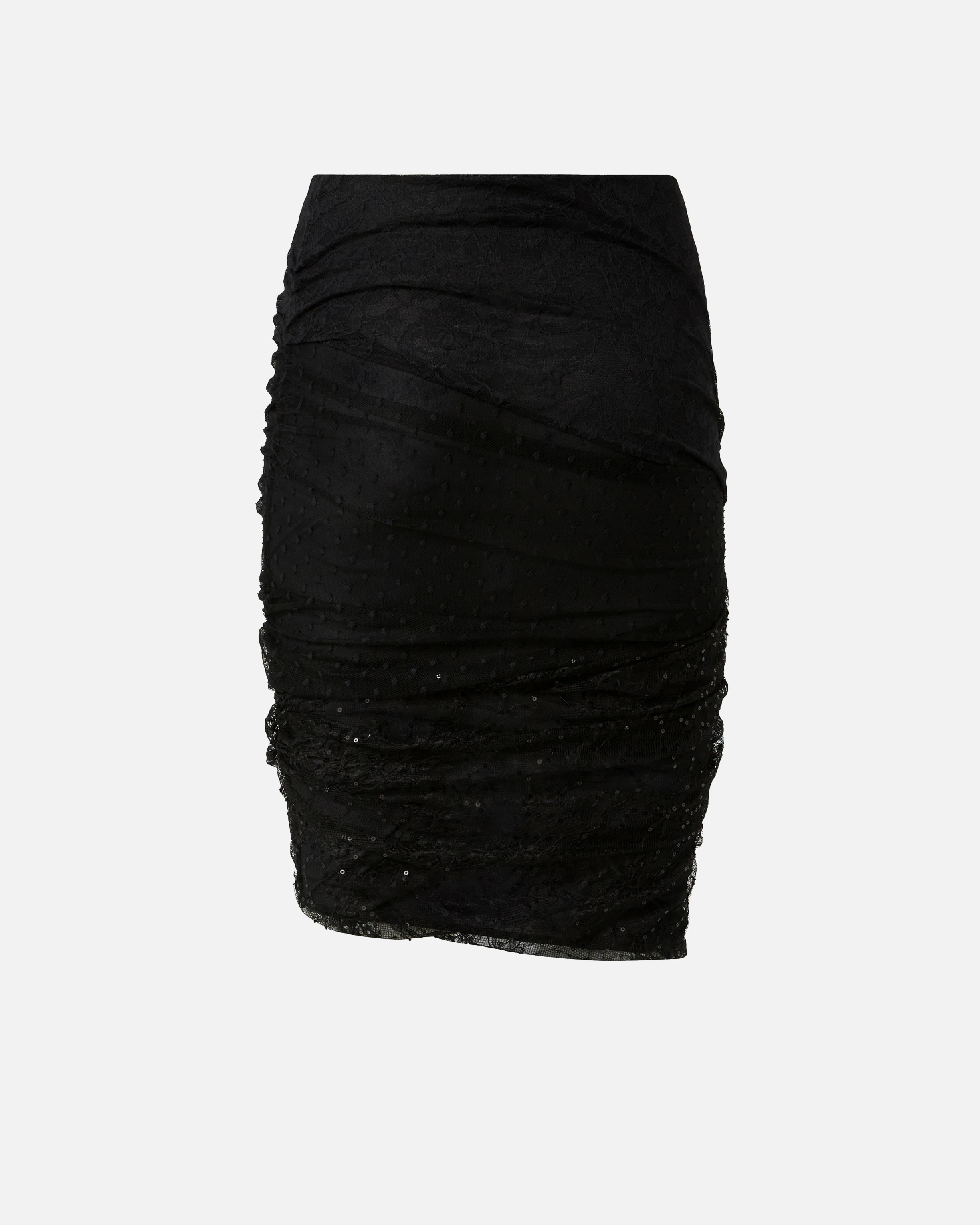 PATCHWORK-EFFECT LACE PENCIL SKIRT - 6