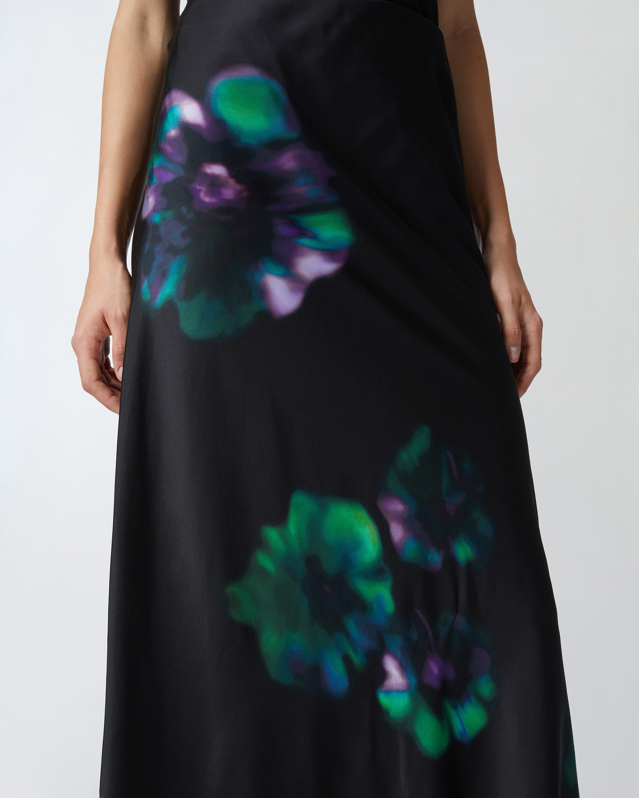 LONG SATIN SKIRT WITH FLORAL PRINT - 5