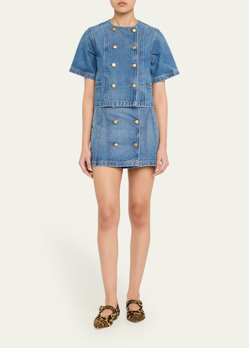 ULLA JOHNSON The Clara Denim Mini Skirt outlook