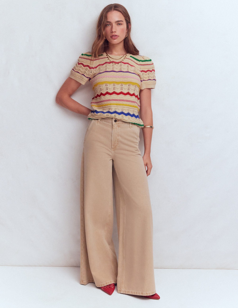 Monica Pointelle T-Shirt-Multi Stripe 7