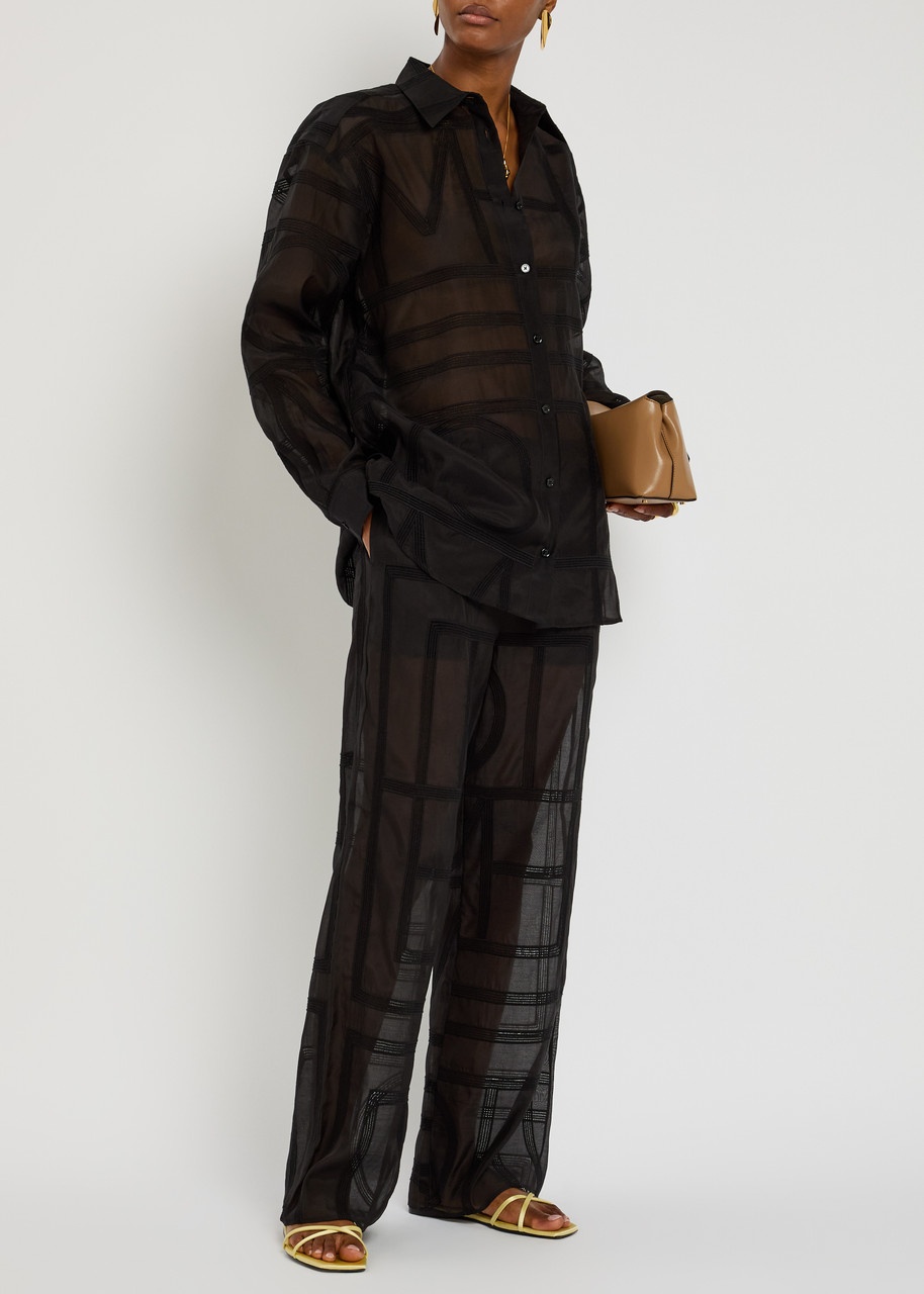 Toteme Logo Semi-sheer Cotton-blend Pyjama Shirt - 4