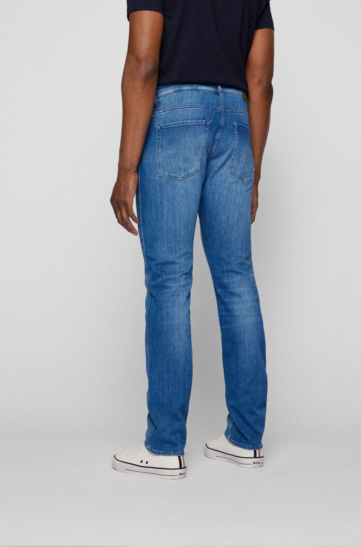 SLIM-FIT JEANS IN BLUE ITALIAN CASHMERE-TOUCH DENIM - 4