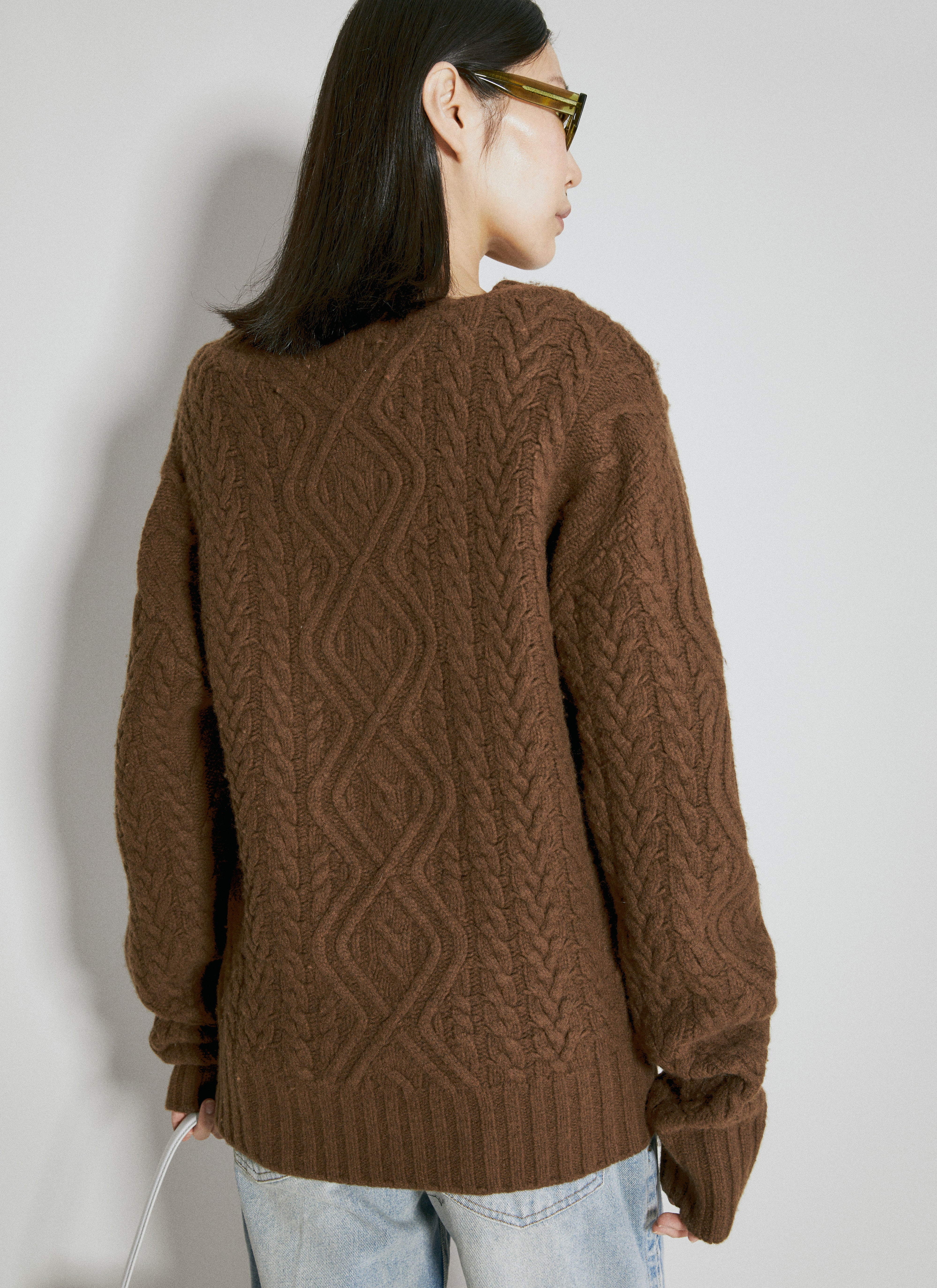 Martine Rose Women Wool Cable Knit Sweater - 5