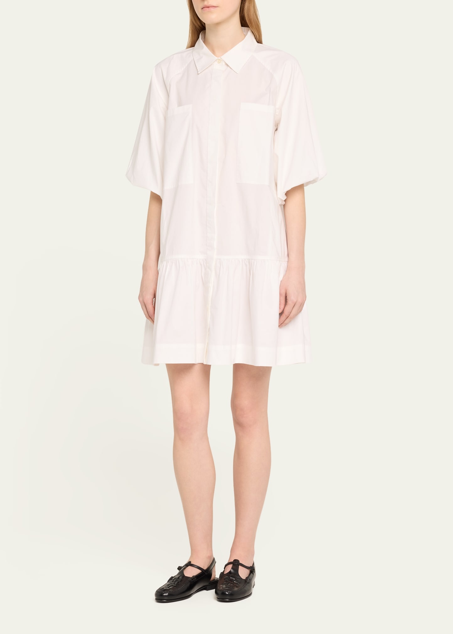 Crissy Puff-Sleeve Cotton Poplin Mini Shirtdress - 4