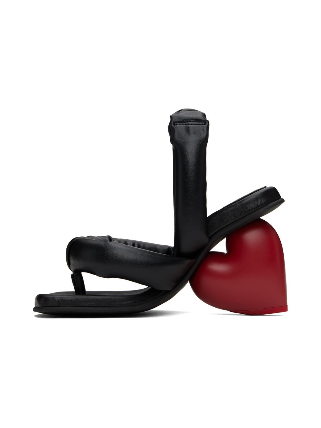 Black & Red Love Heeled Sandals - 3