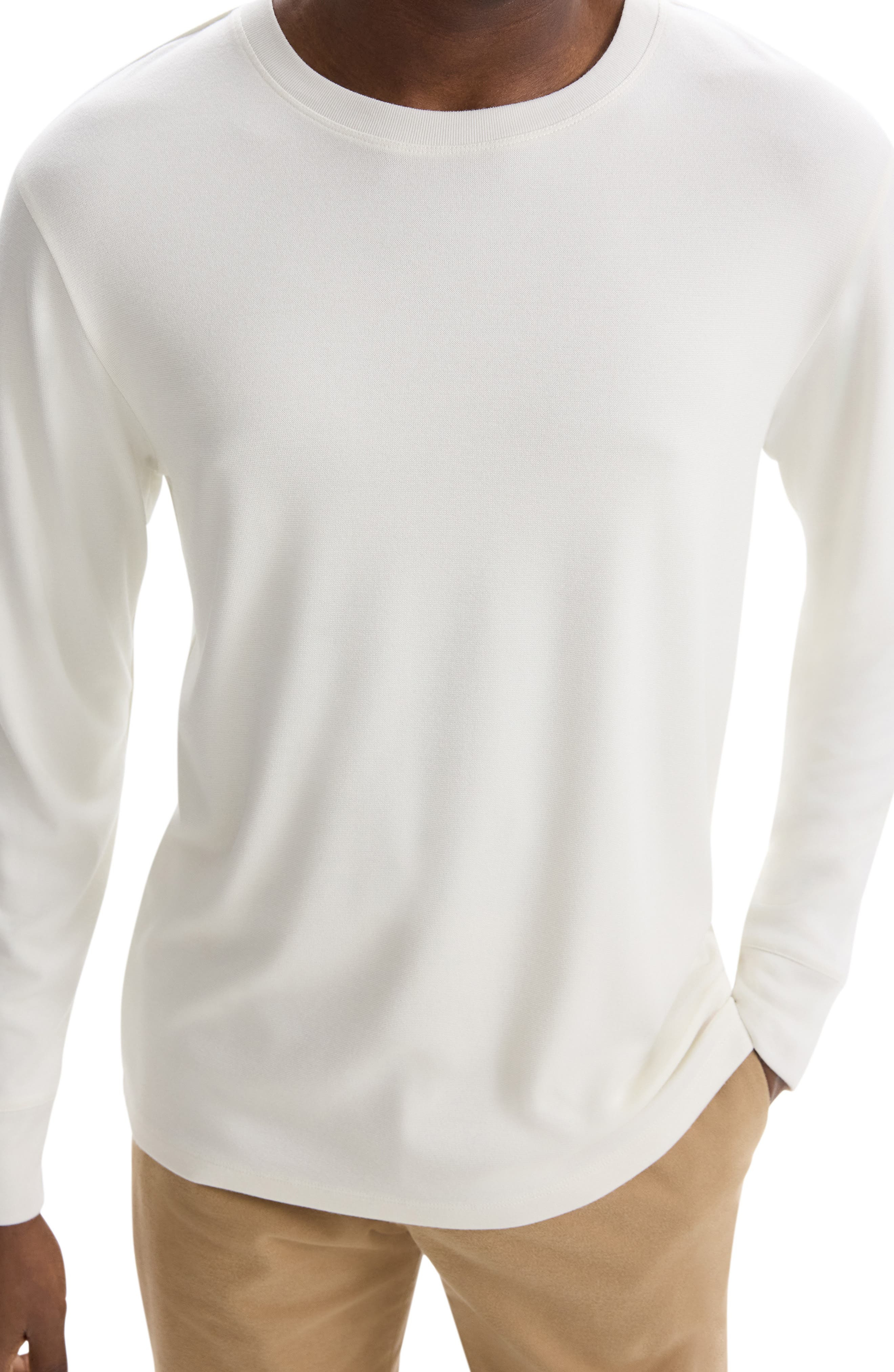 Theory Essential Long Sleeve T-Shirt in Winter White - 3