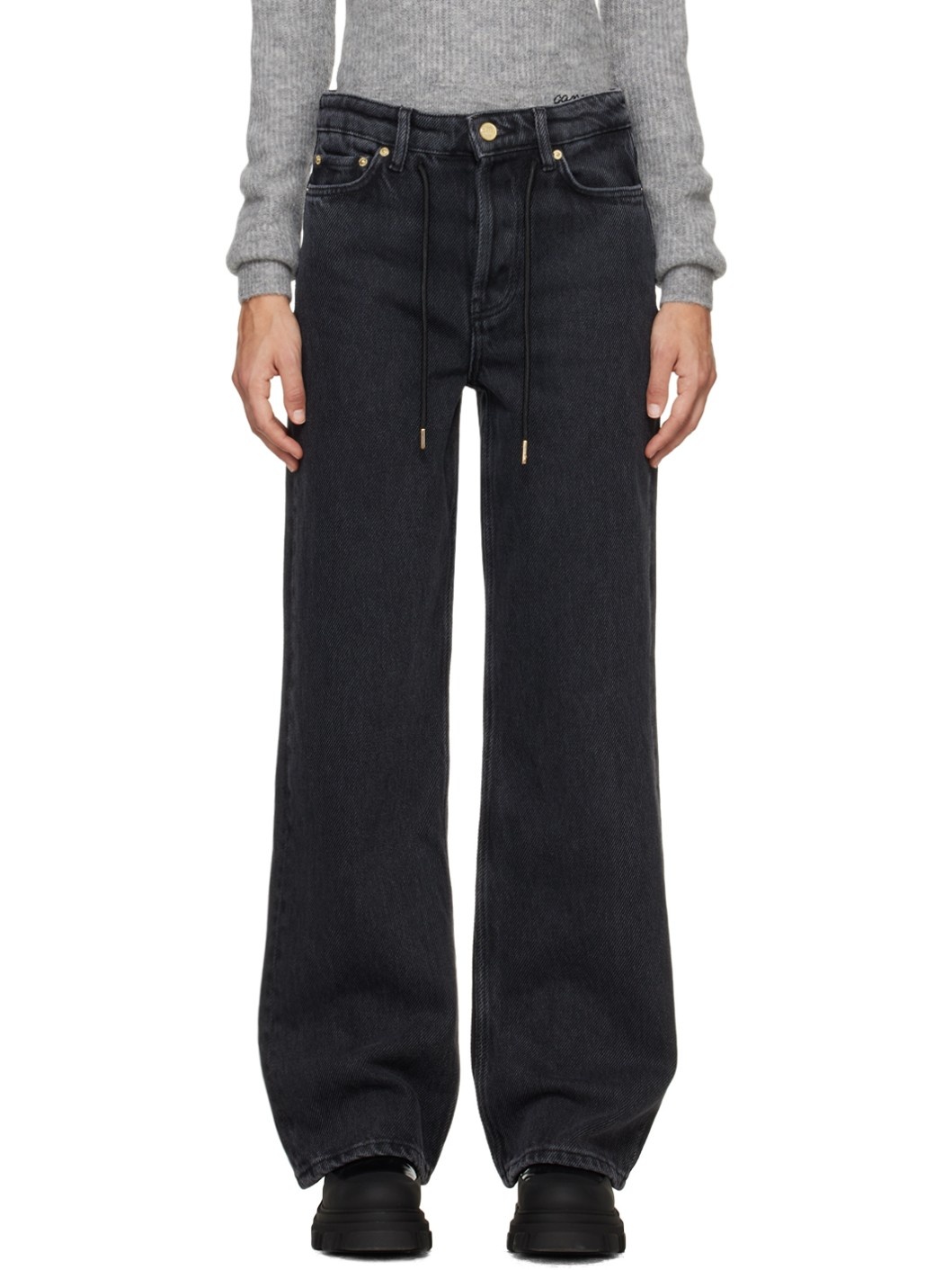 Black Drawstring Jeans - 1