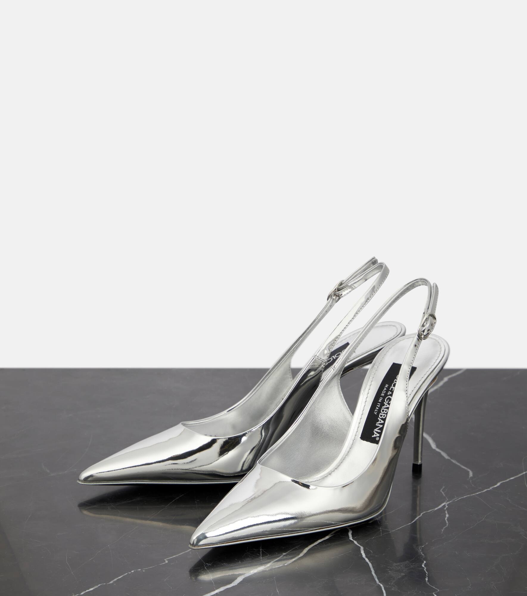 Lollo mirrored leather slingback pumps - 5