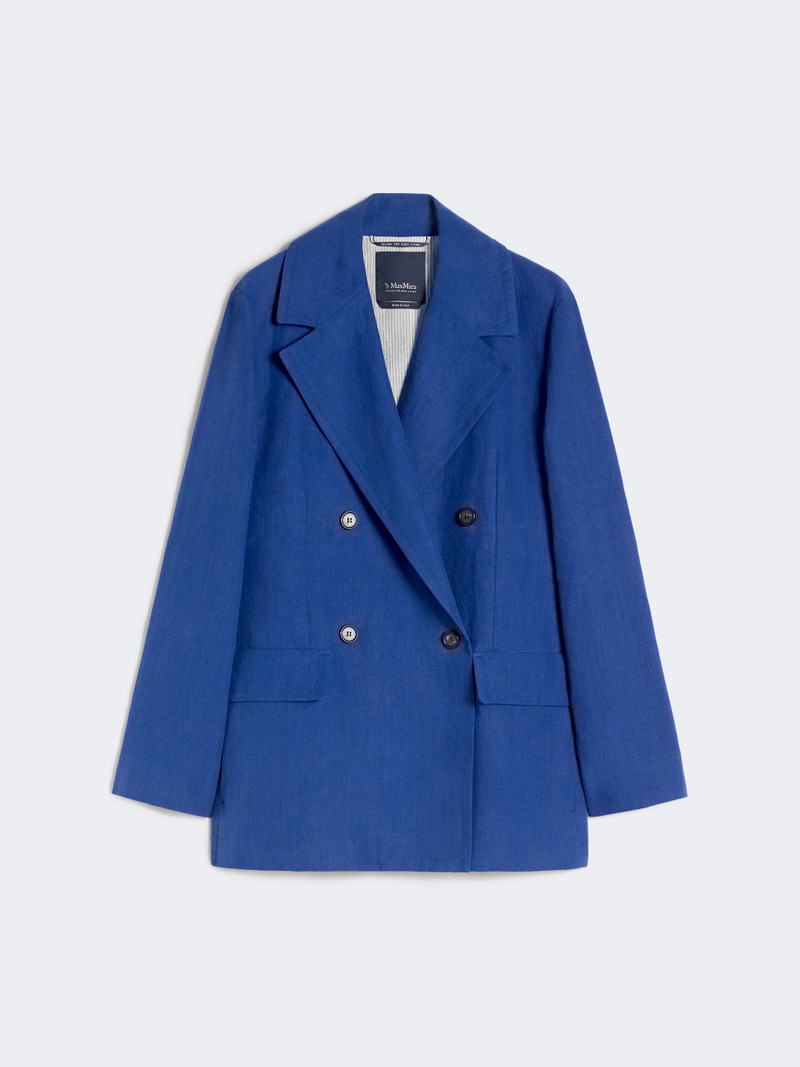 MAREA Double-breasted linen canvas jacket - CORNFLOWER BLUE 1
