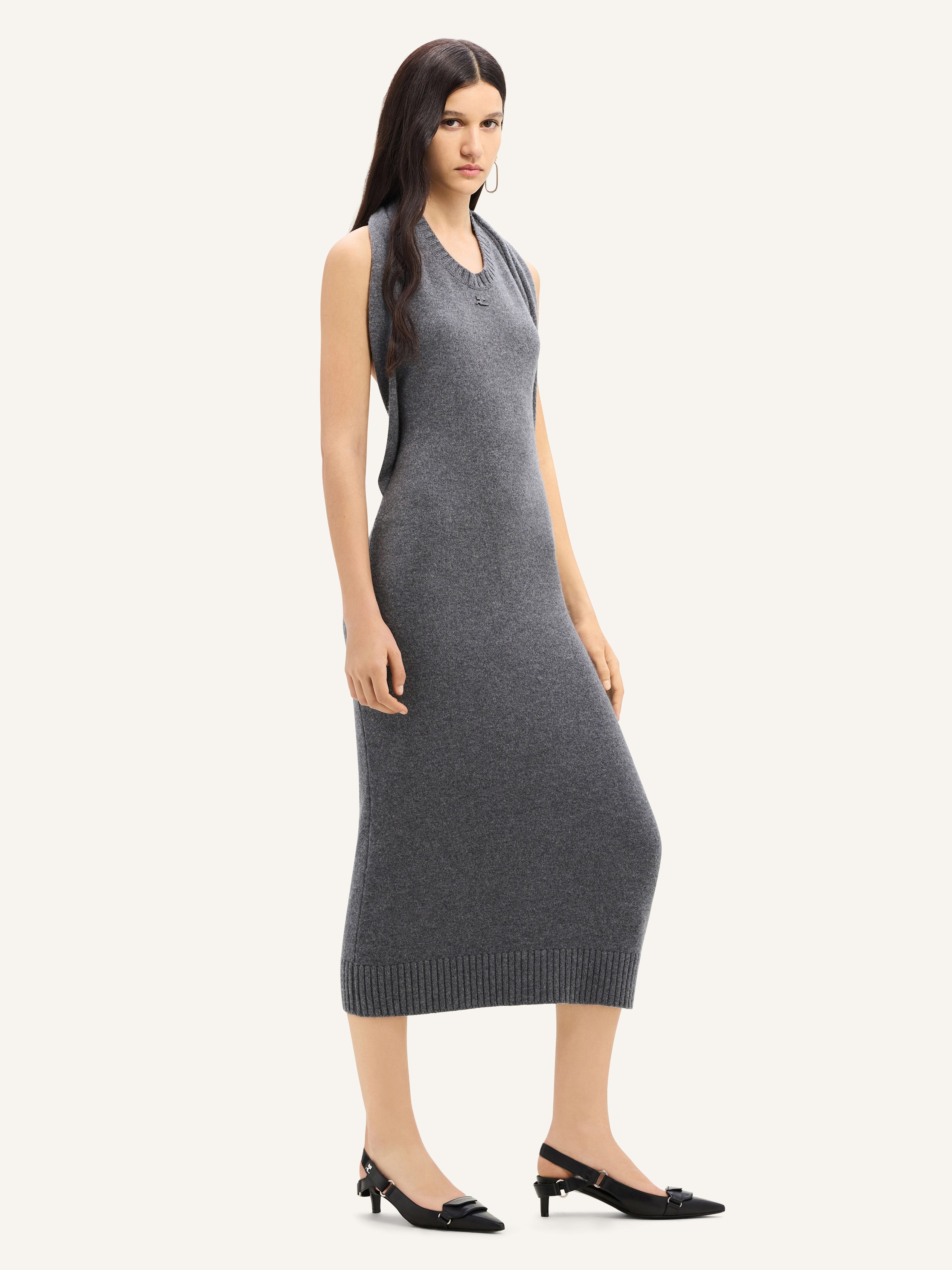 OVER THE SHOULDER DRAPÉ LAMBSWOOL DRESS - 3