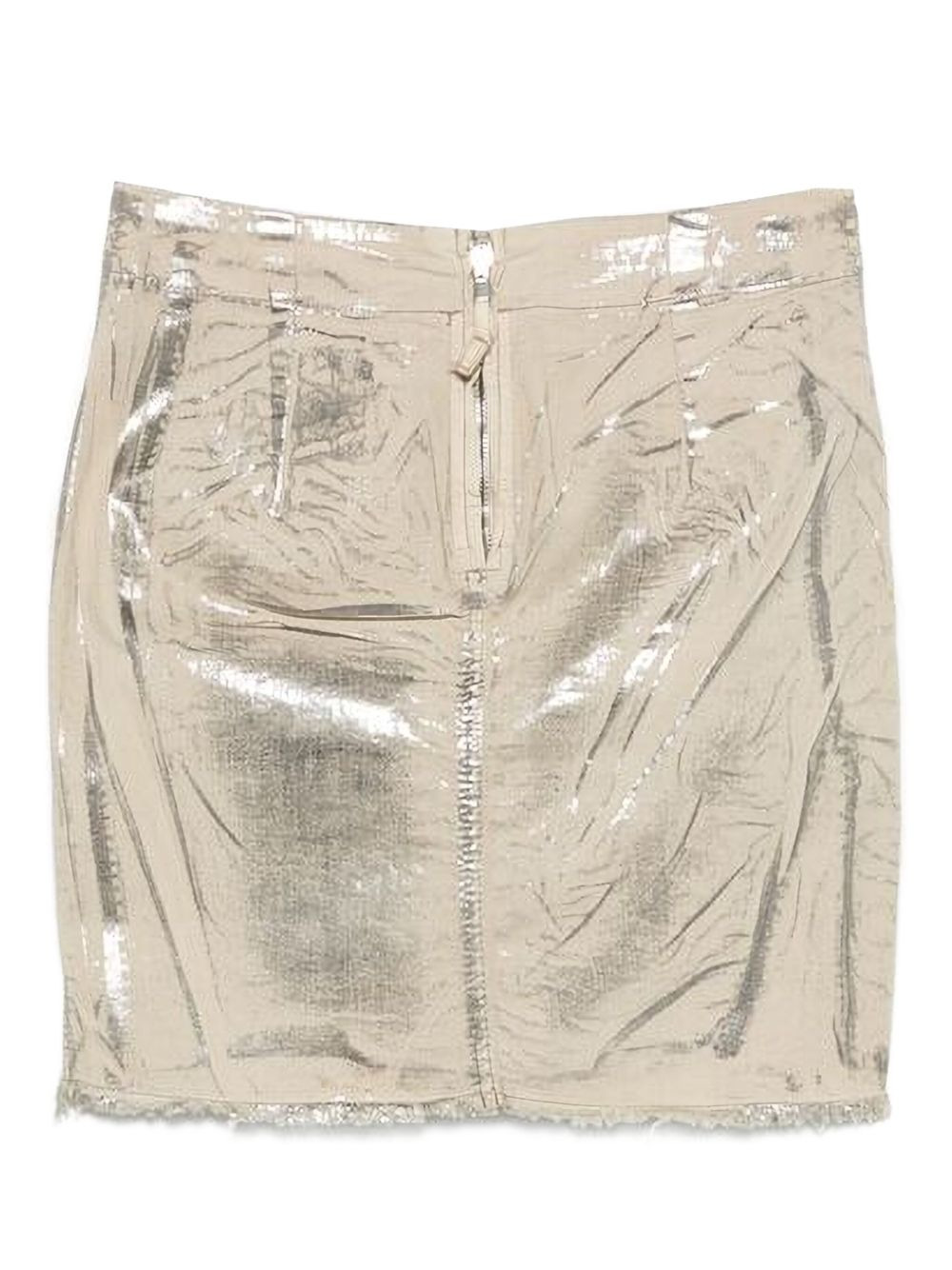 metallic frayed-edge mini skirt - 2
