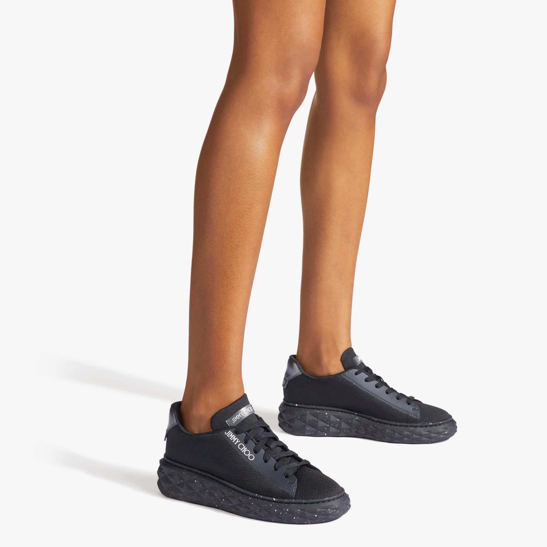 JIMMY CHOO Diamond Light Maxi/f Black Knit Low-Top Trainers