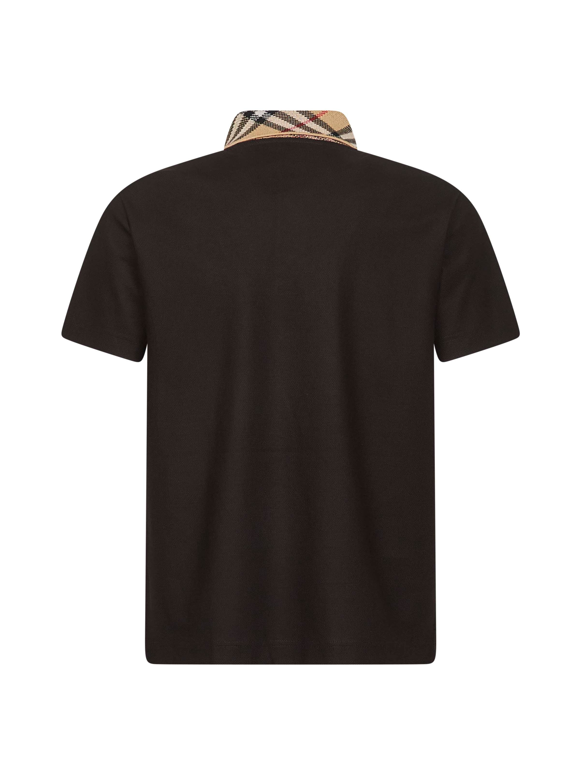 Brown pique Check collar polo shirt - 2