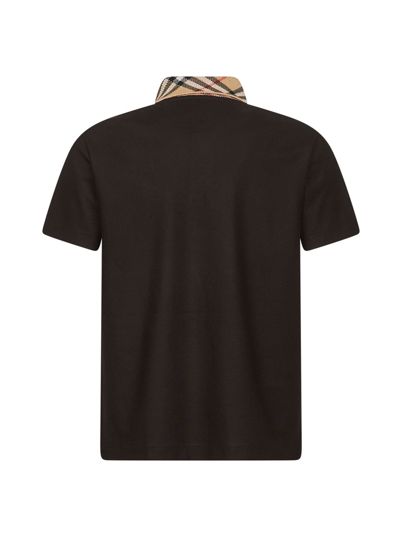 Burberry Brown pique Check collar polo shirt outlook