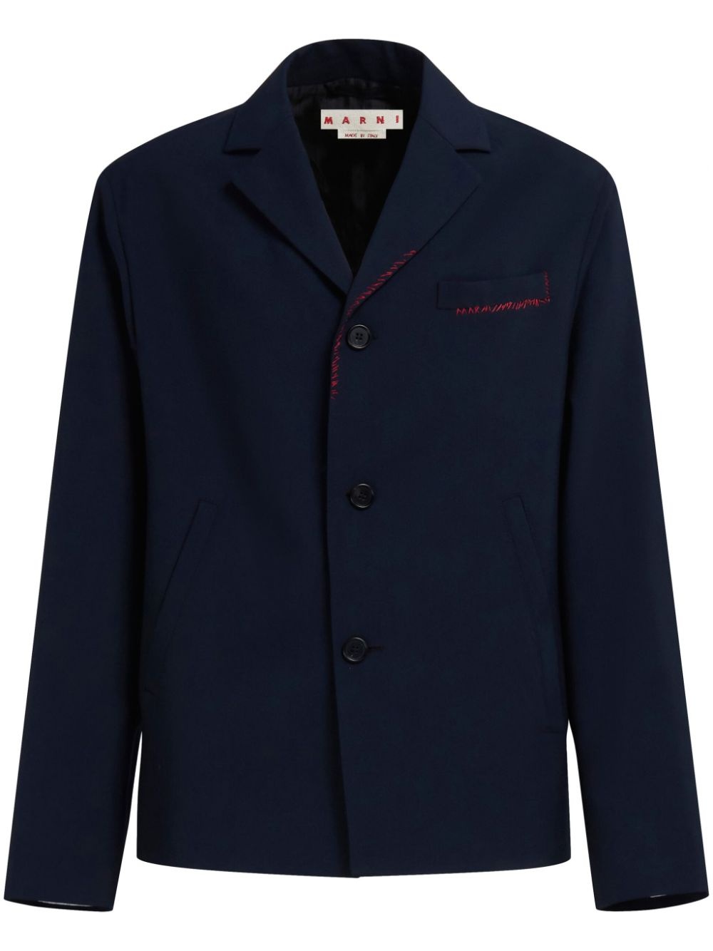 contrast-stitch wool blazer - 1