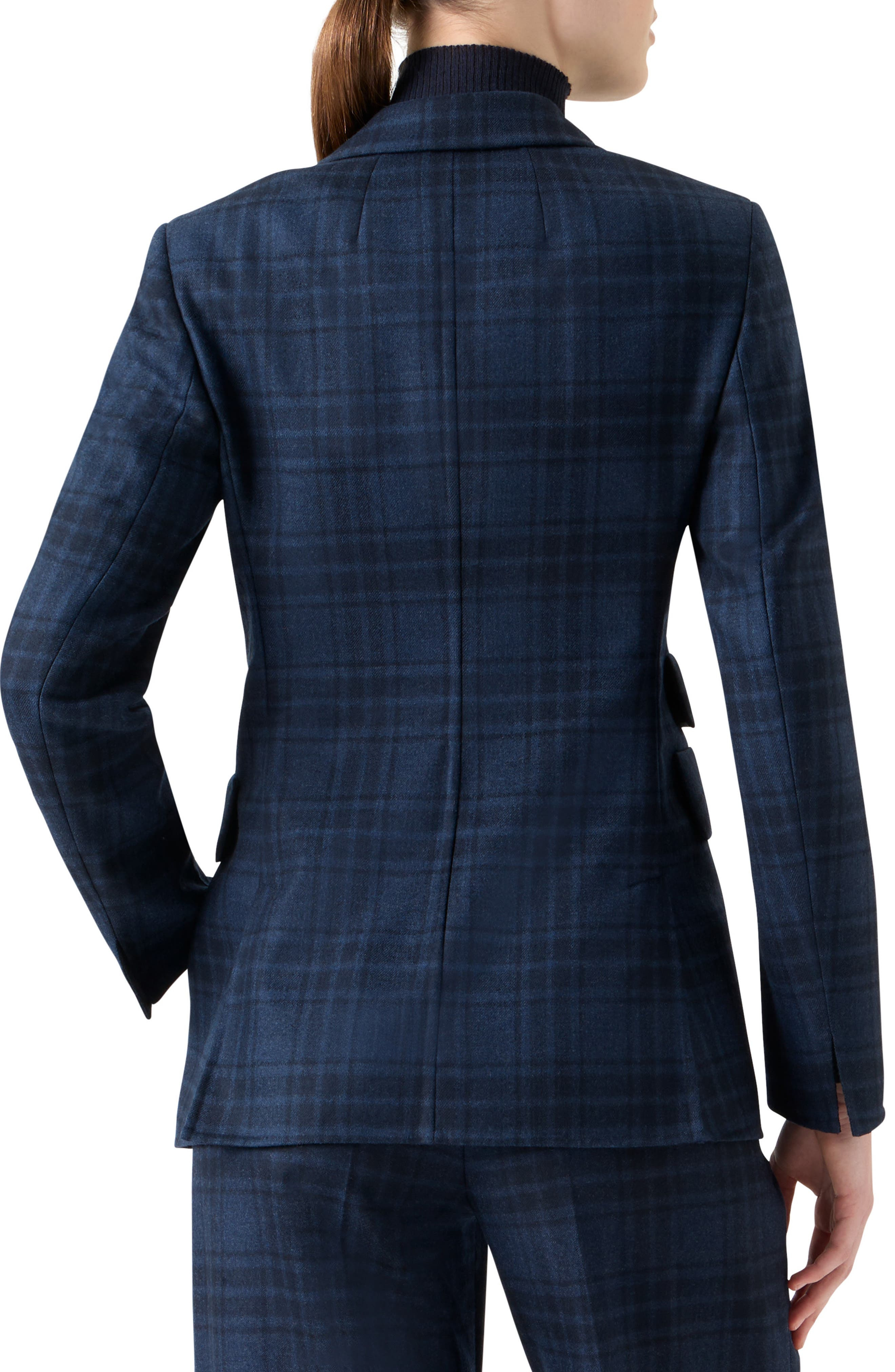 Akris Percival Check Wool Blazer in Denim-Black at Nordstrom - 2