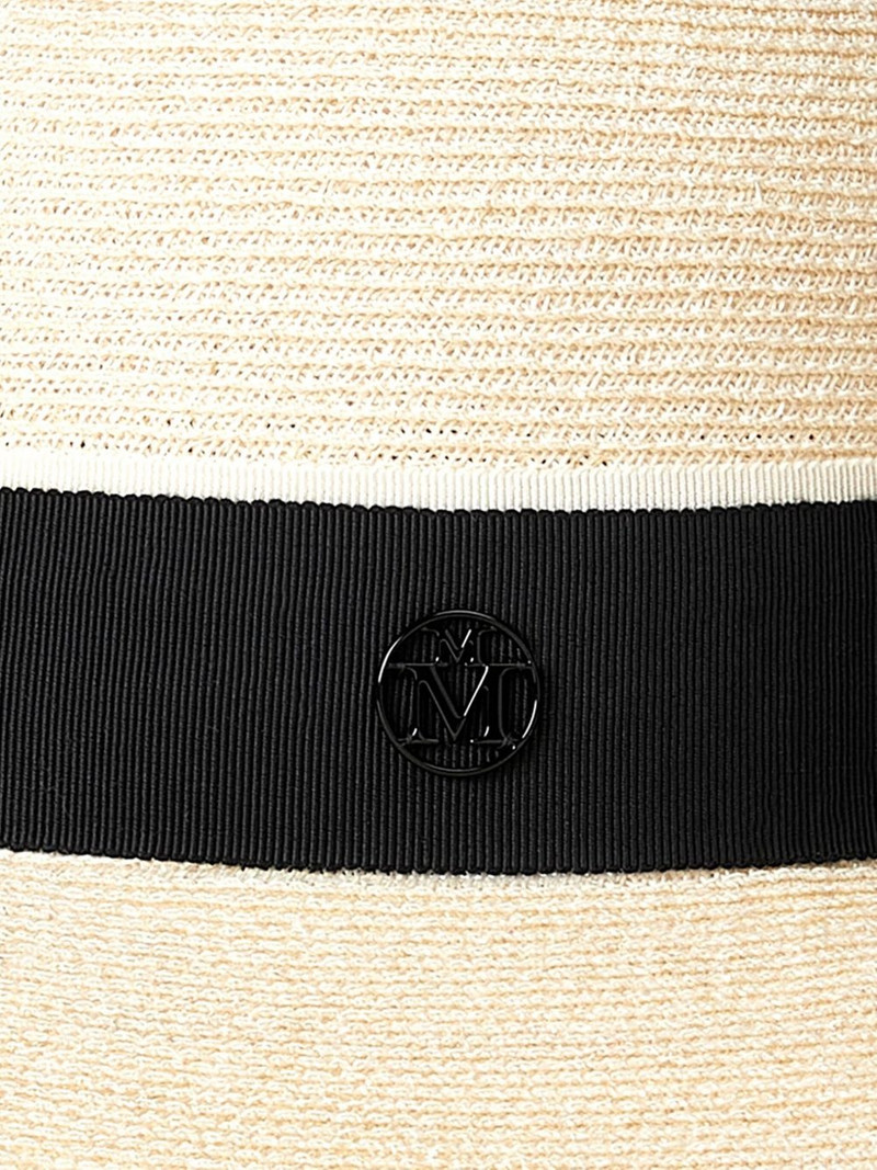 MAISON MICHEL Blanche logo-detail straw hat outlook