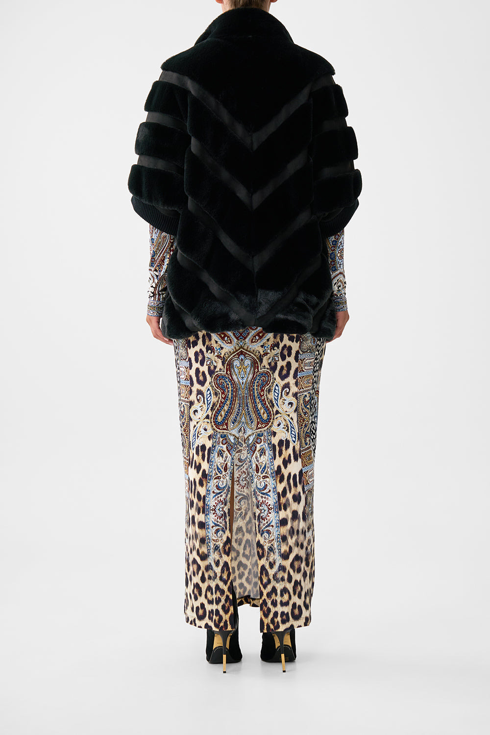 FAUX FUR SHORT SLEEVE SLOUCH JACKET - 3