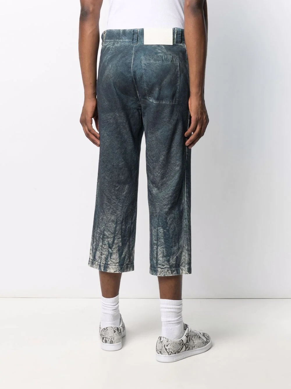 bleached-effect cropped trousers - 4