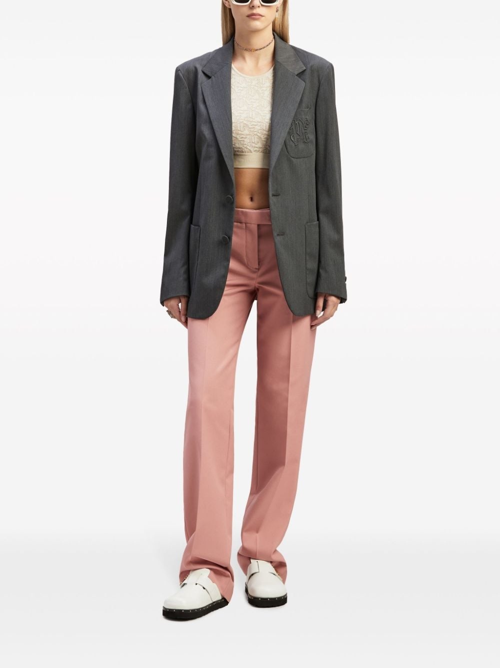logo-embroidered blazer - 2