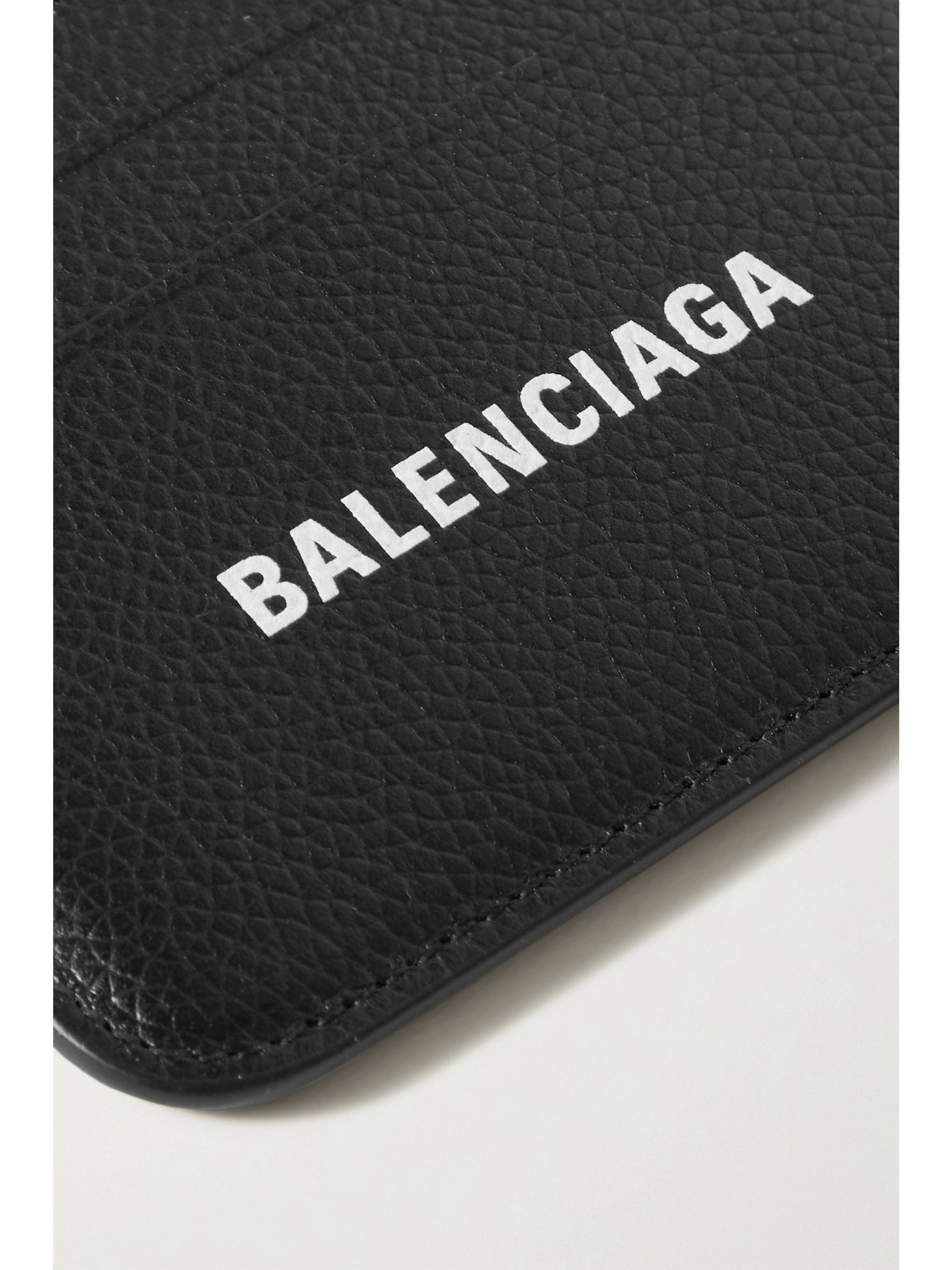 Cash printed textured-leather cardholder Black - 3