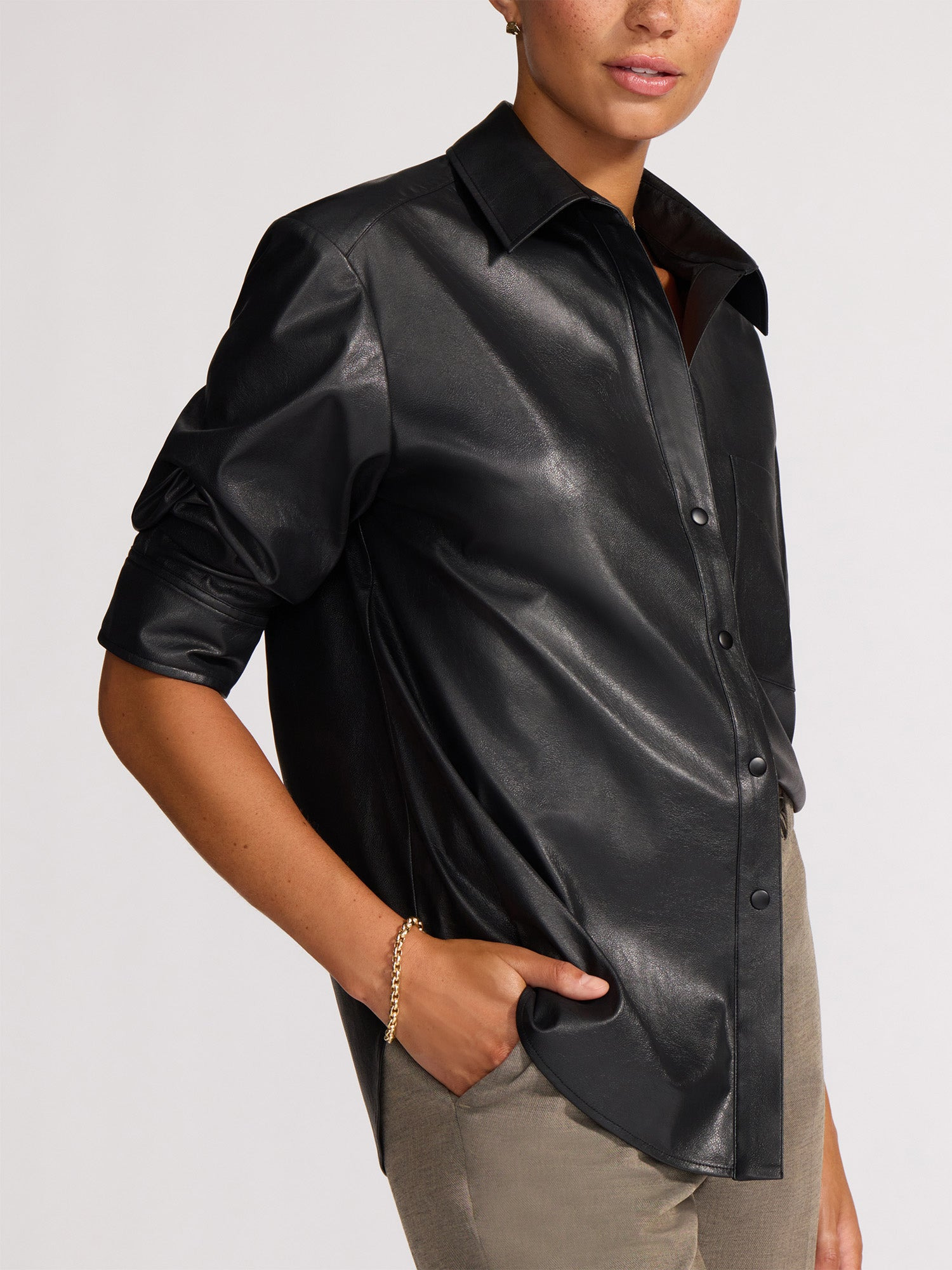 The Pia Vegan Leather Shirt - 4