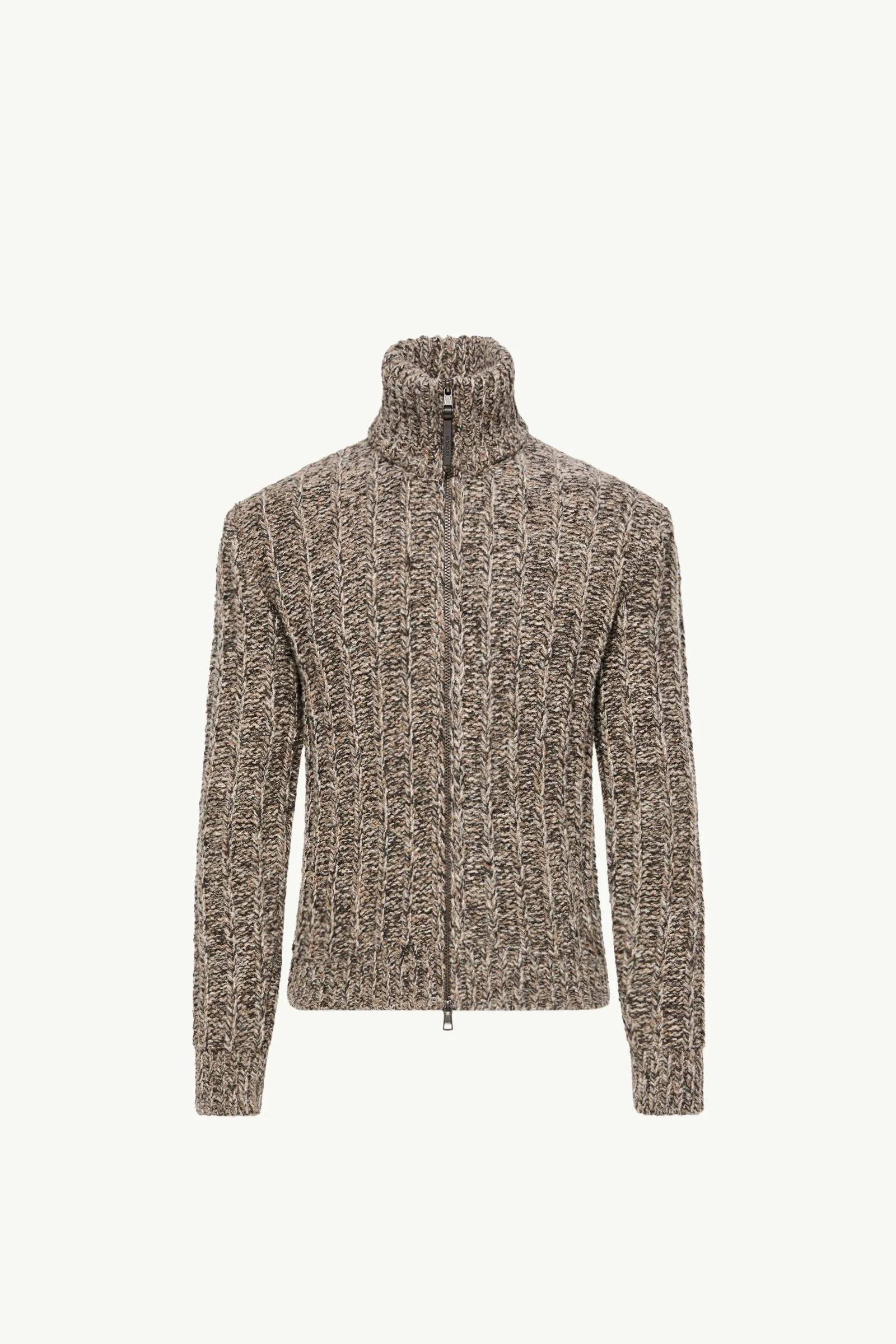 Wool Blend Bouclé Zip-Up Cardigan - 1