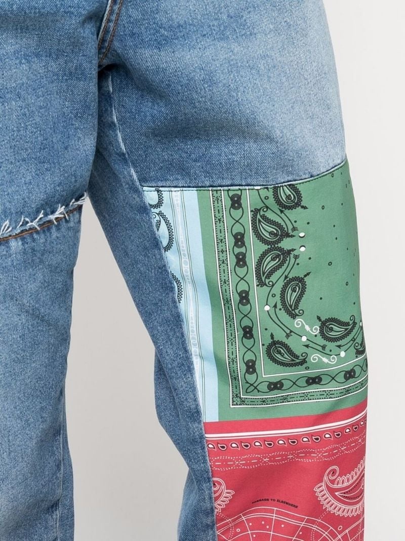 patchwork bandana jeans - 5