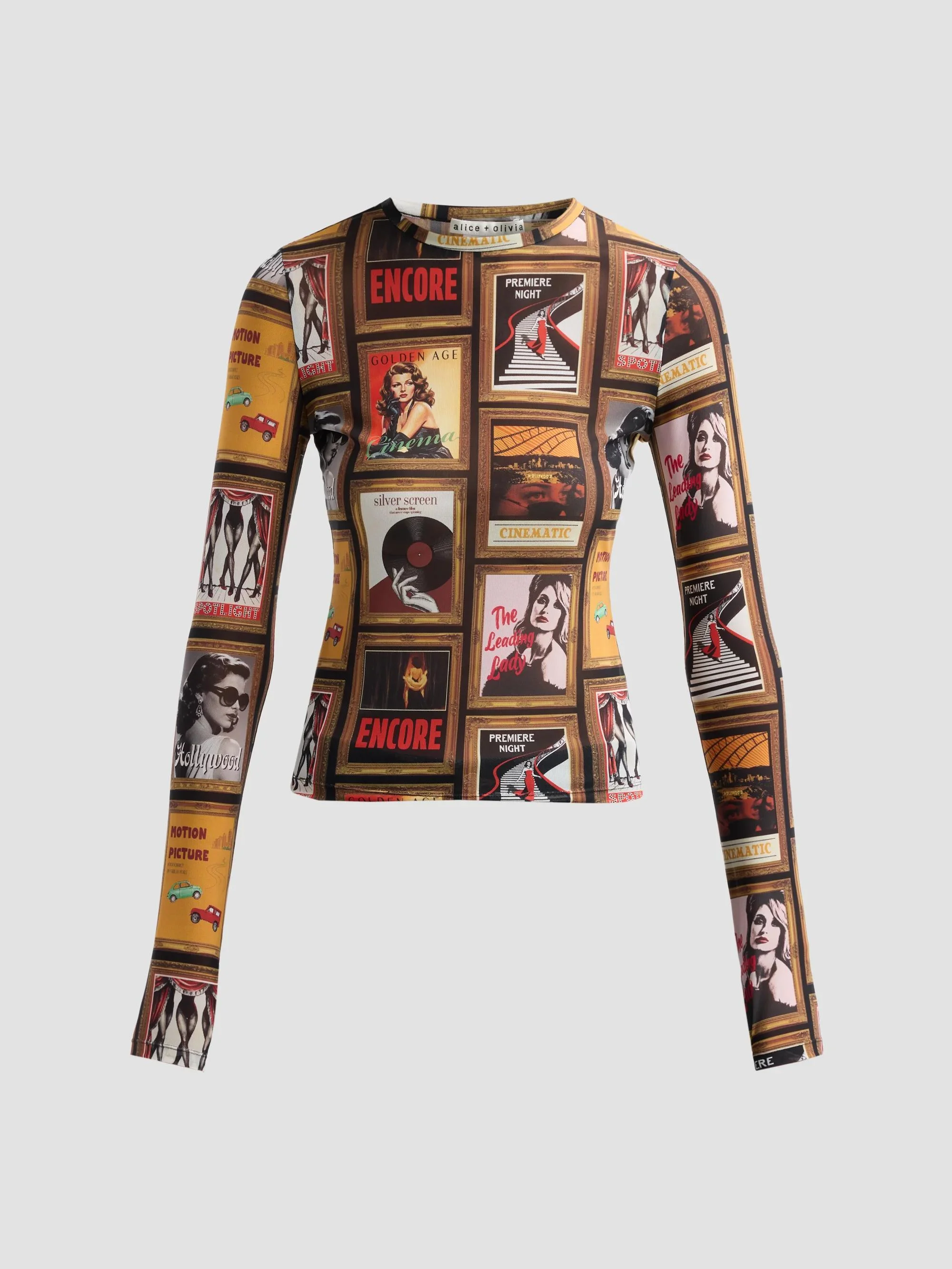 Women's Delaina Printed Long-Sleeve Crewneck Top - Silver Screen - 1