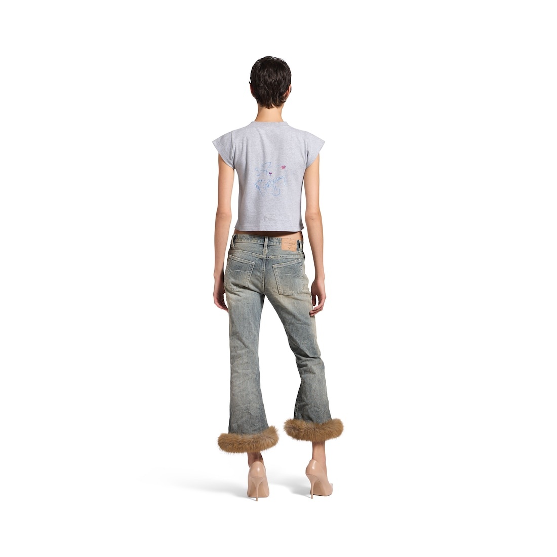 Balenciaga Music | Britney Spears Series Shrunk T-shirt in Light Grey/pink - 4