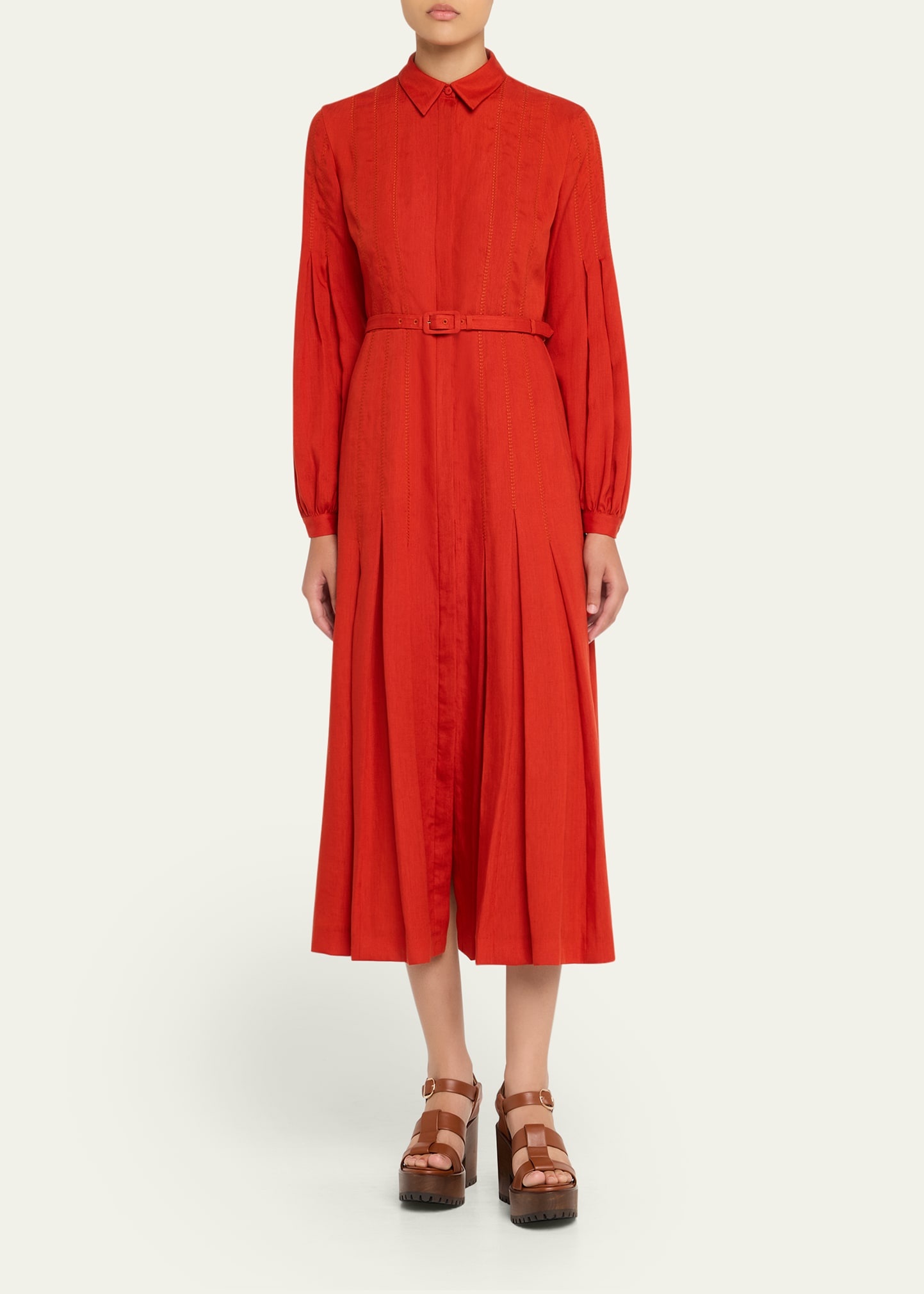Aleka Long-Sleeve Linen Shirtdress - 2