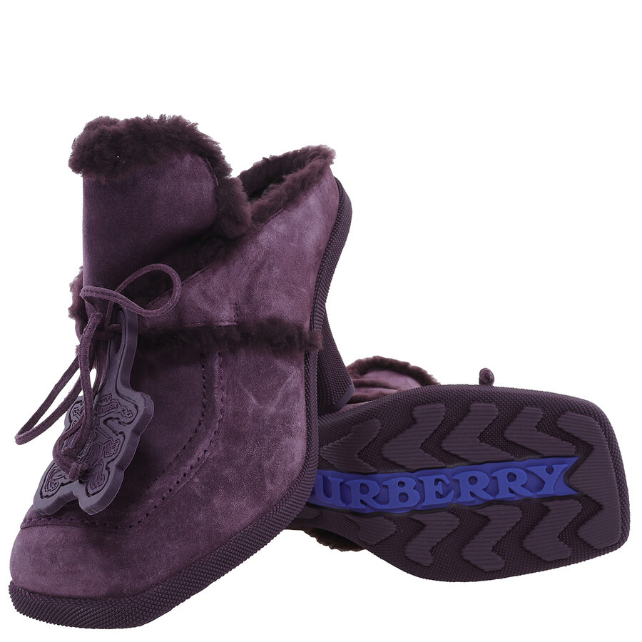 Burberry Suede and Shearling Square-Toe Highland Mules - 2