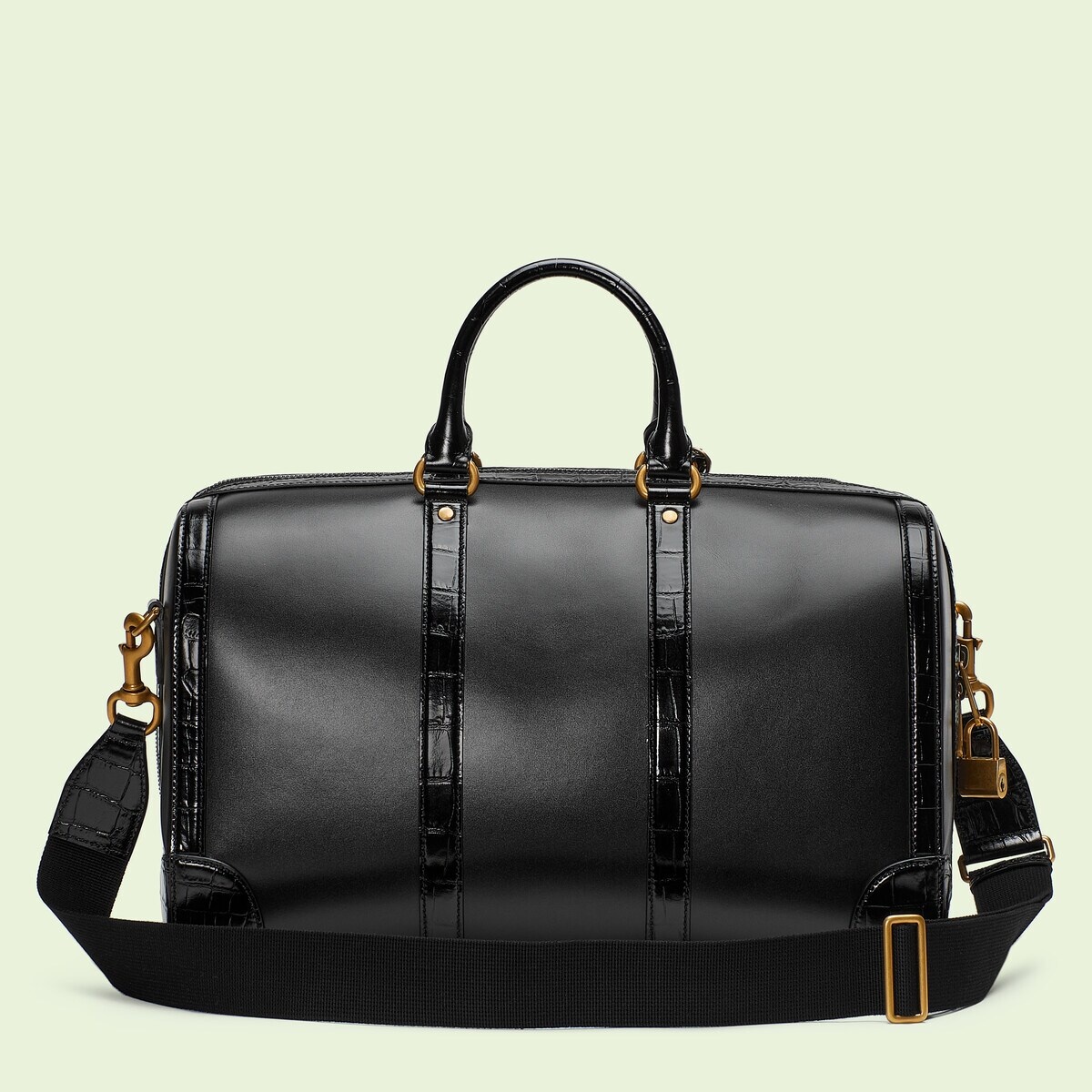 Crocodile trim duffle bag with Double G - 5
