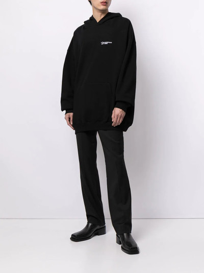 BALENCIAGA embroidered logo cotton hoodie outlook