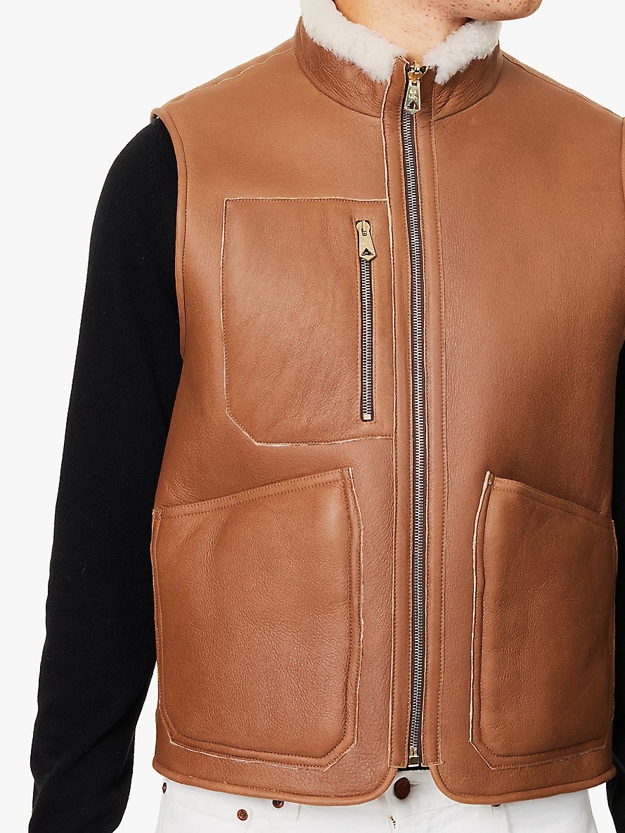 Reversible zip-front sheepskin gilet - 5