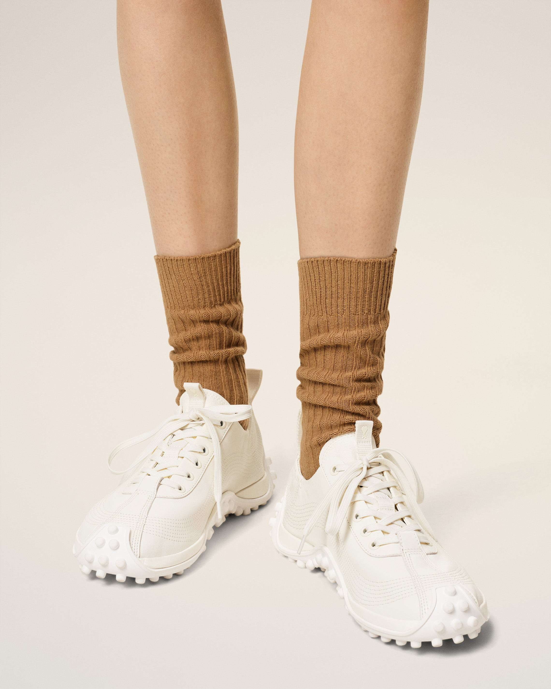 WHITE SMOOTH LEATHER LOW TOP MIRAGE SNEAKERS - 2