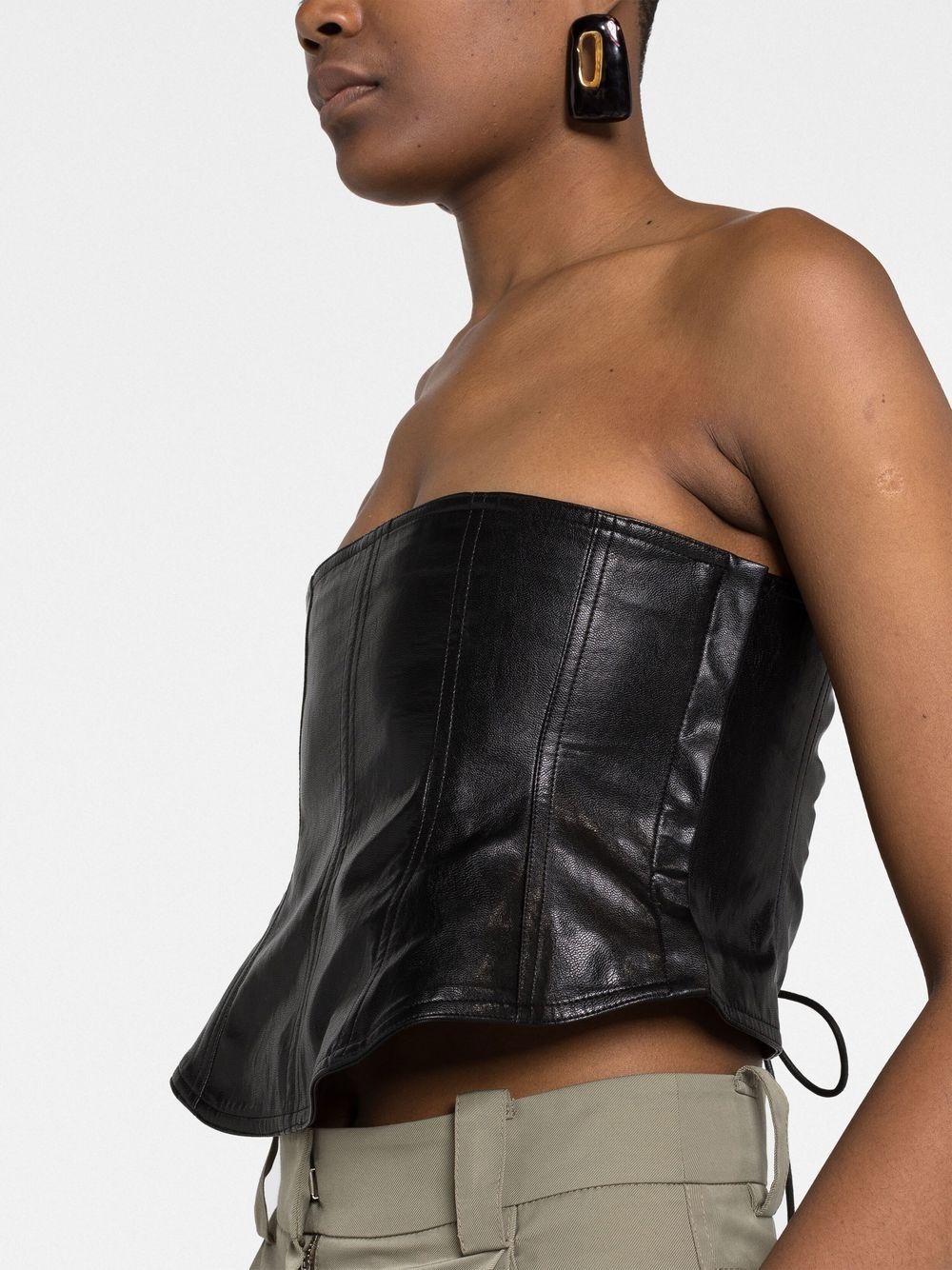 Black Faux Leather Corset - 5