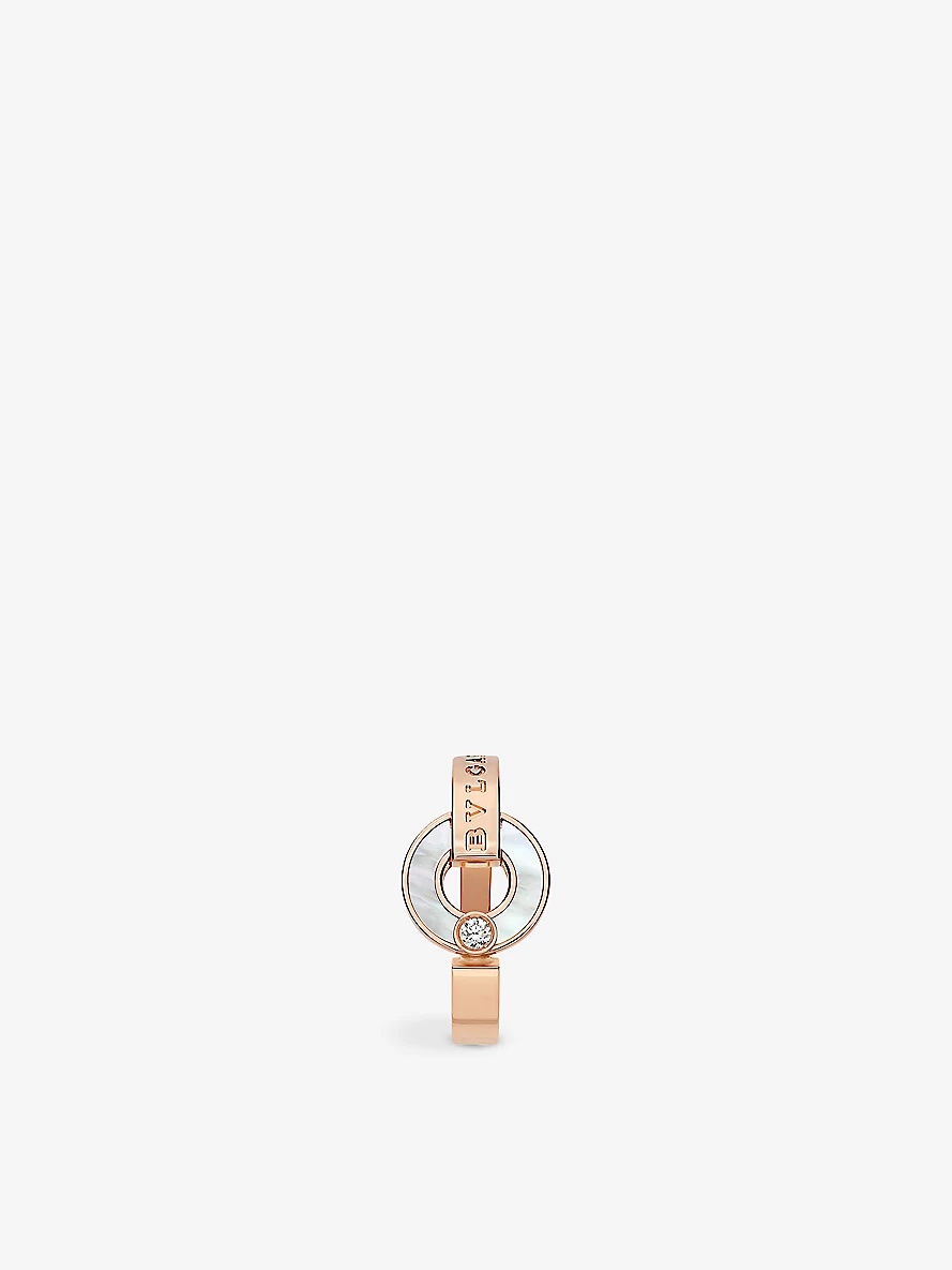 BVLGARI BVLGARI 18ct rose-gold, 0.04ct brilliant-cut diamond and mother-of-pearl ring - 3