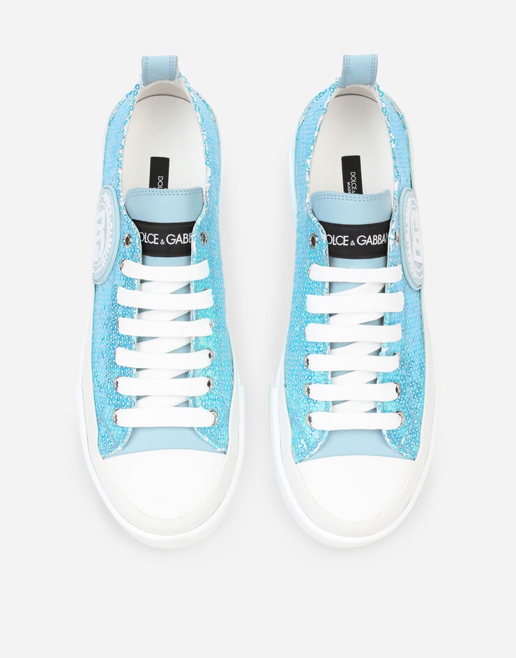 Rubberized calfskin Portofino Light sneakers with micro-sequins - 4