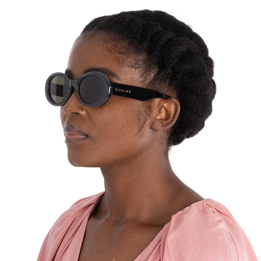 Gucci Grey Oval Ladies Sunglasses GG1587S 001 52 - 2